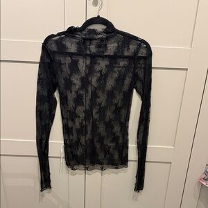 Free People Sheer Black Lace Blouse
